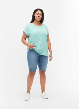 T-shirt mélangé à manches courtes, Turquoise Mél, Model image number 2