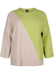 Blouse tricotée à encolure ronde et à blocs de couleurs, Tender Shoots Comb, Packshot