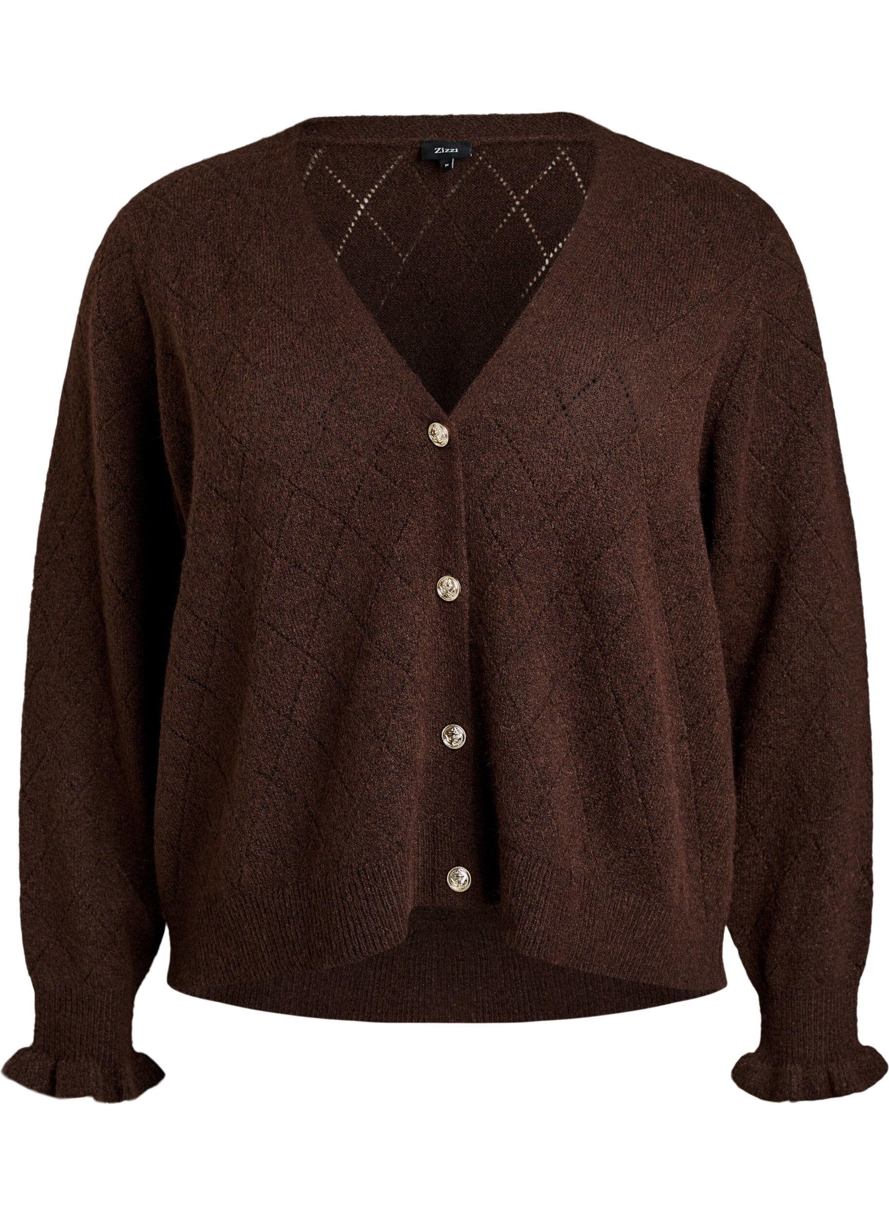 Cardigan &agrave; motif arlequin et col en V