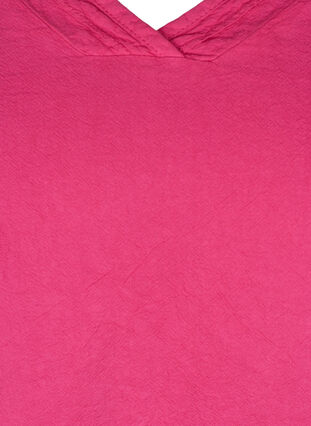 Blouse en coton à manches courtes et col en V, Fuchsia Purple, Packshot image number 2
