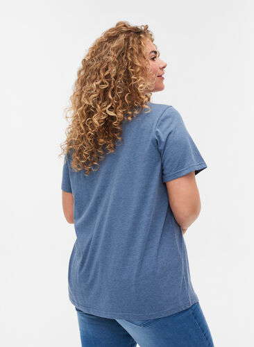 T-shirt chiné avec imprimé et manches courtes, Bering Sea Mel., Model image number 1