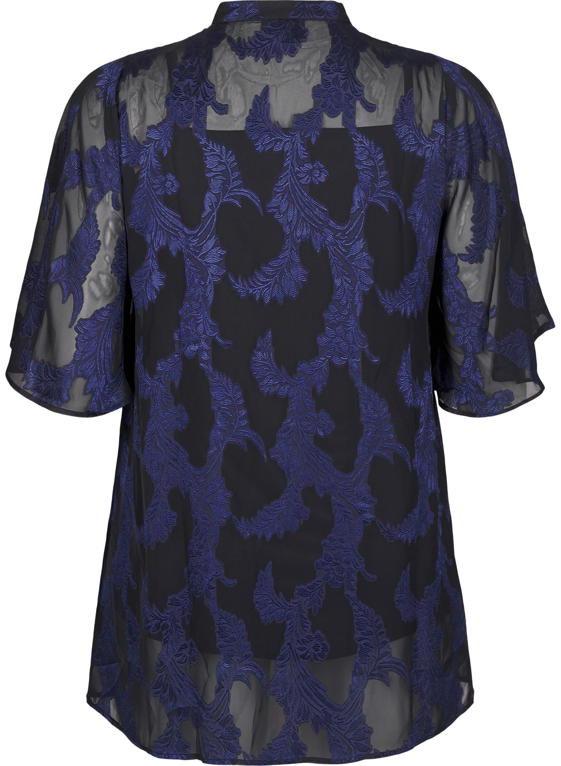 Zizzi Tunique en mousseline avec motif jacquard, Evening Blue, Packshot image number 1