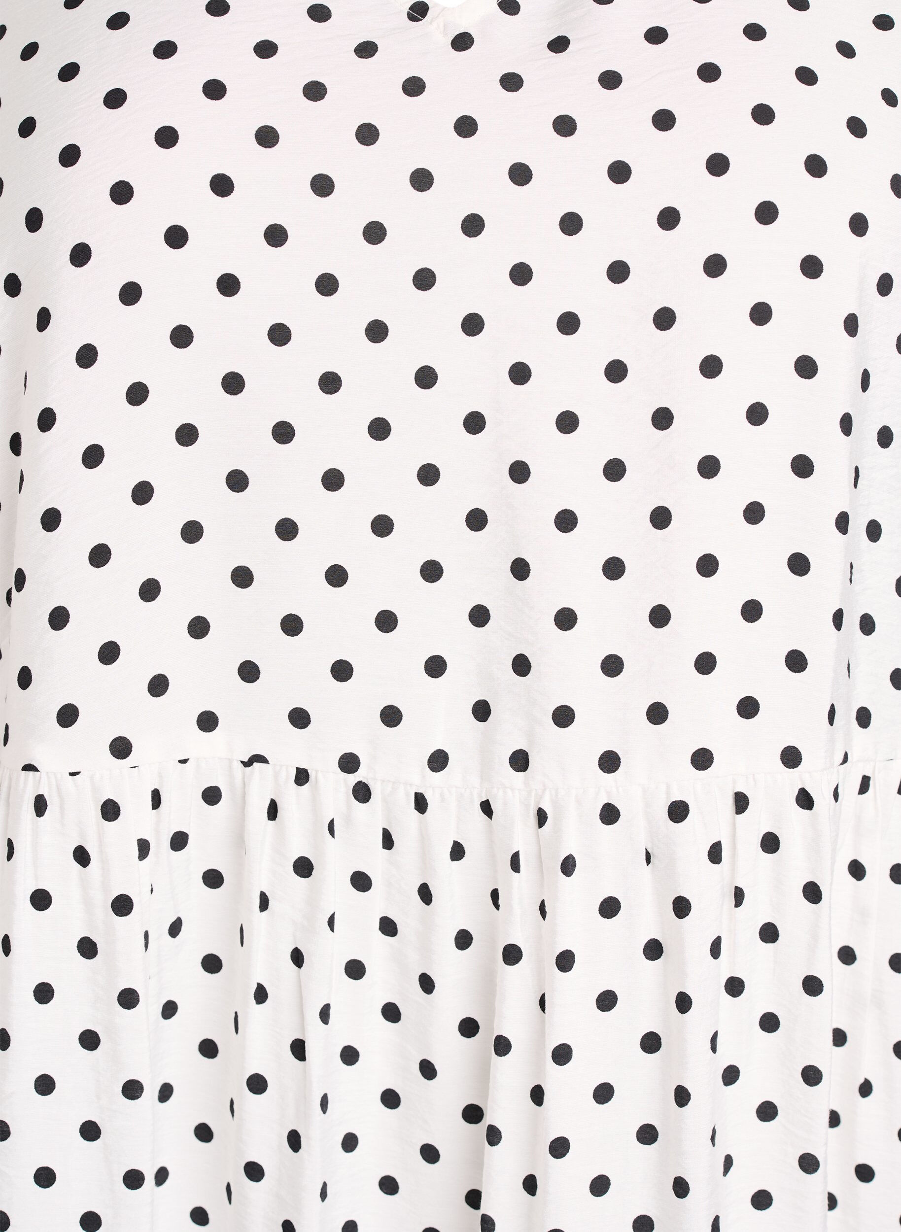 ZizziJurk met stippen, V-hals en A-lijn vorm, Wit, Packshot image number 2