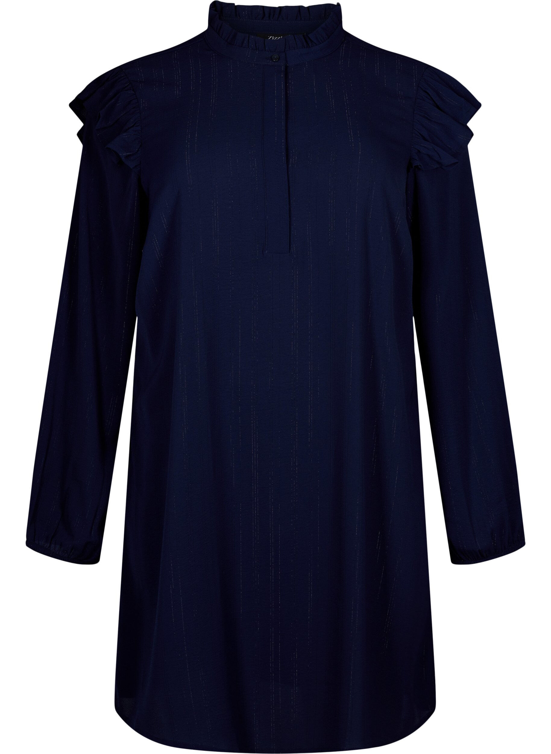 ZizziKort jurkje met ruches en glitter, Blauw, Packshot image number 0