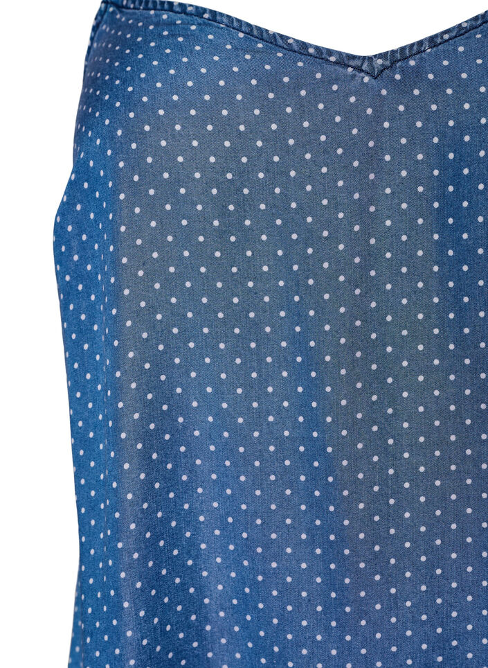 Knielange jurk met bandjes in TENCEL&trade; Lyocell met een denimlook, Blauw, Packshot image number 2