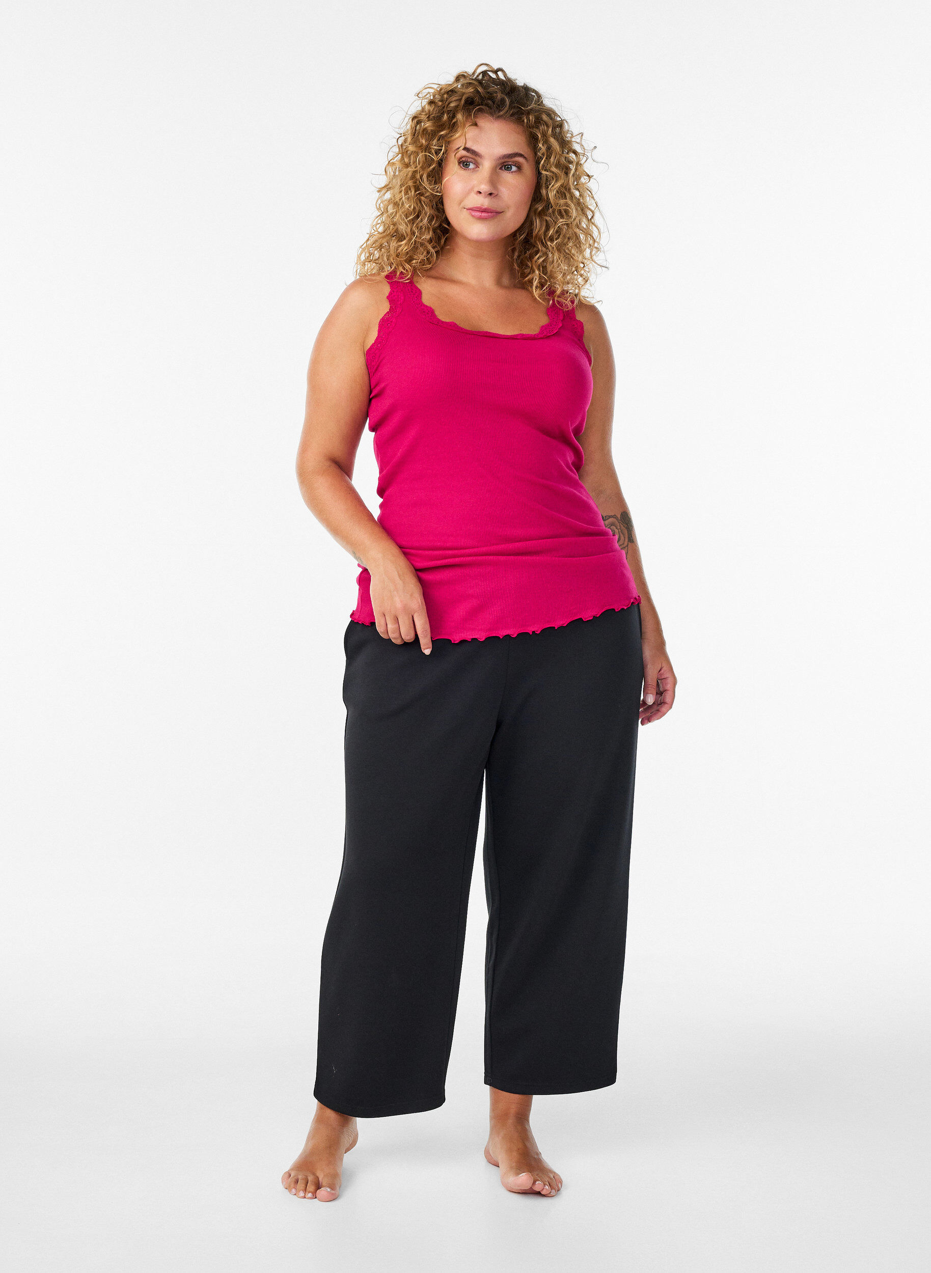 ZizziTop met kant, Roze, Model image number 1