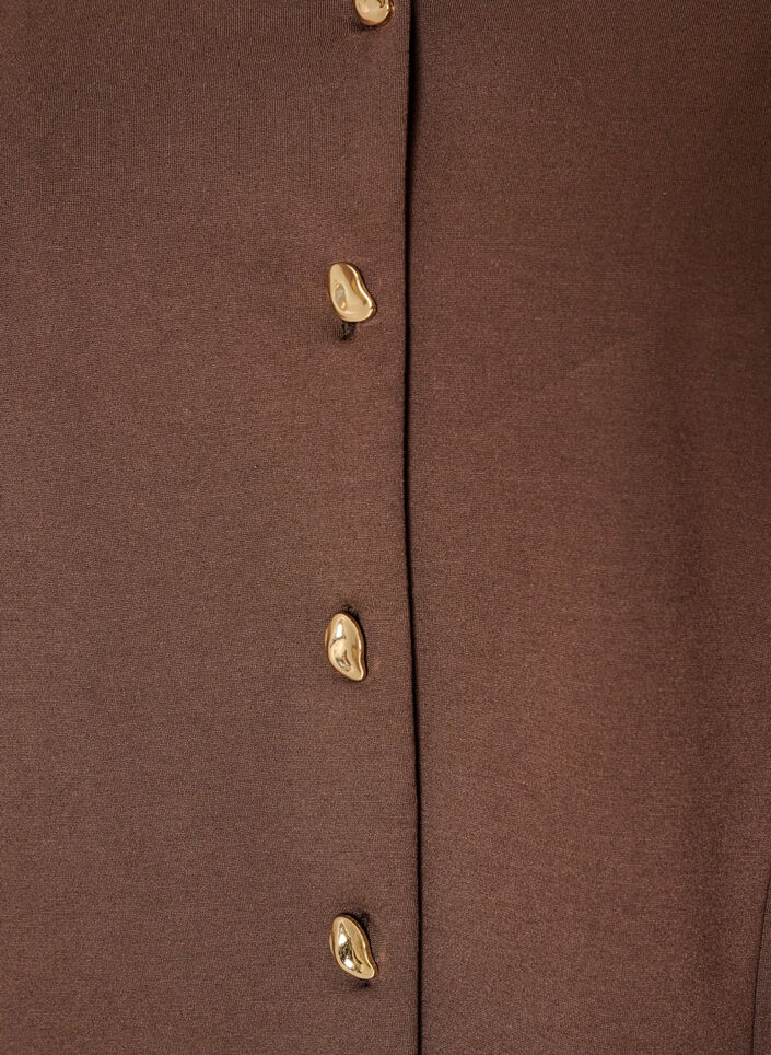 Strakzittend jersey vest met decoratieve knopen, Bruin, Packshot image number 2