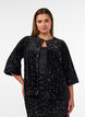 Cardigan avec sequins et manches 3/4, Noir, Model image number 0