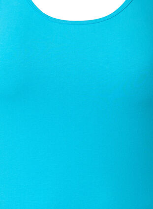 Effen gekleurd basic top in katoen, Blue Atoll, Packshot image number 2