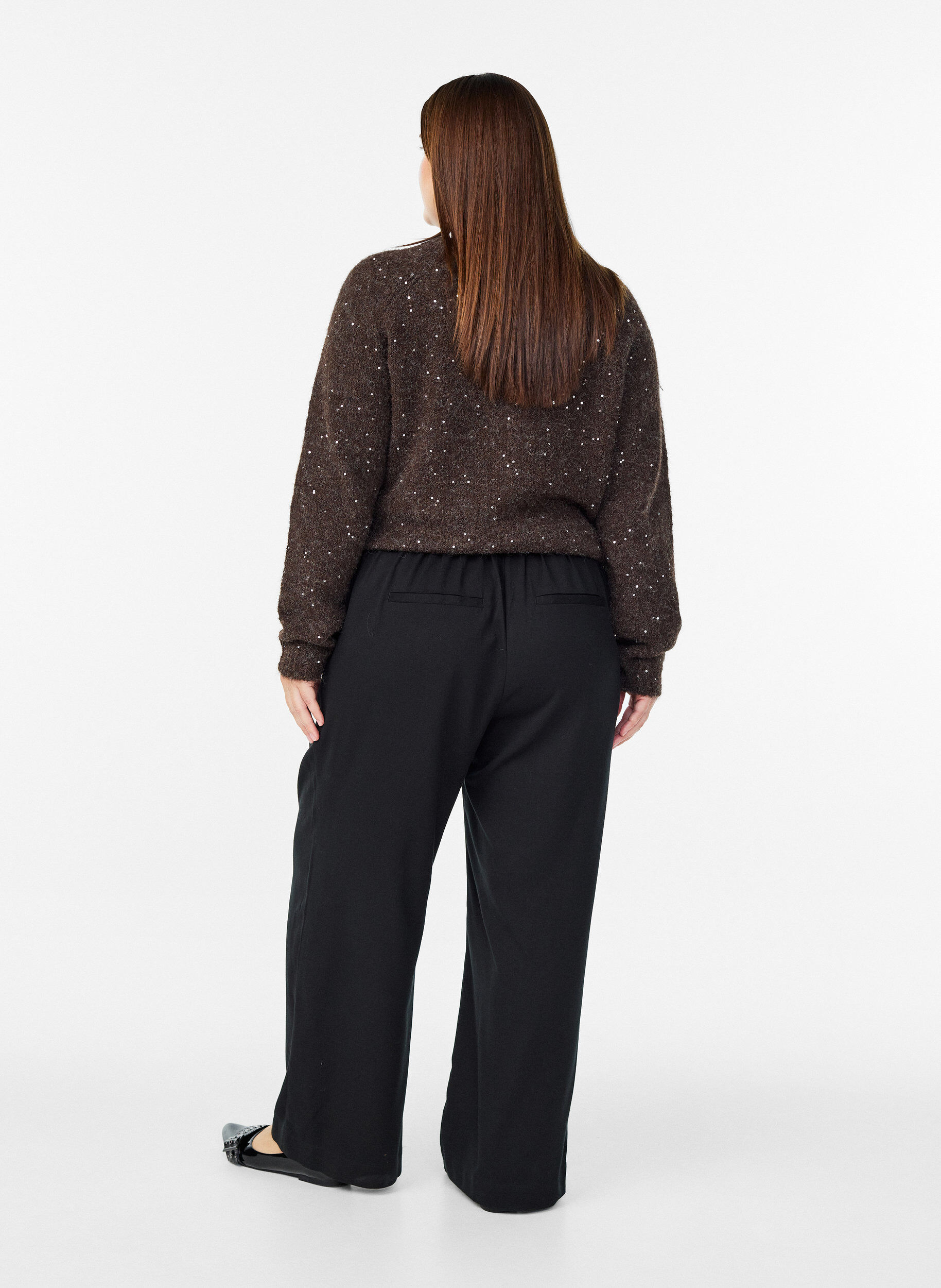 ZizziWijde broek met een hoge taille, Zwart, Model image number 1