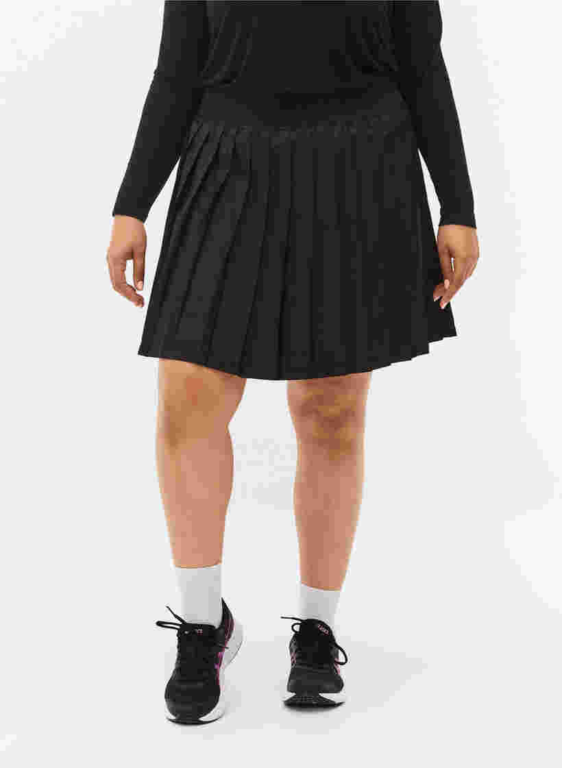 Padel / jupe de tennis en plissé, Black, Model image number 2