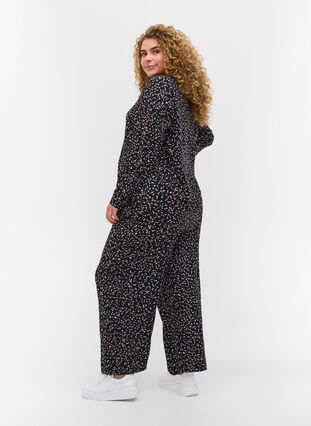 Pantalon en viscose imprimé avec poches, Black Graphic, Model image number 1