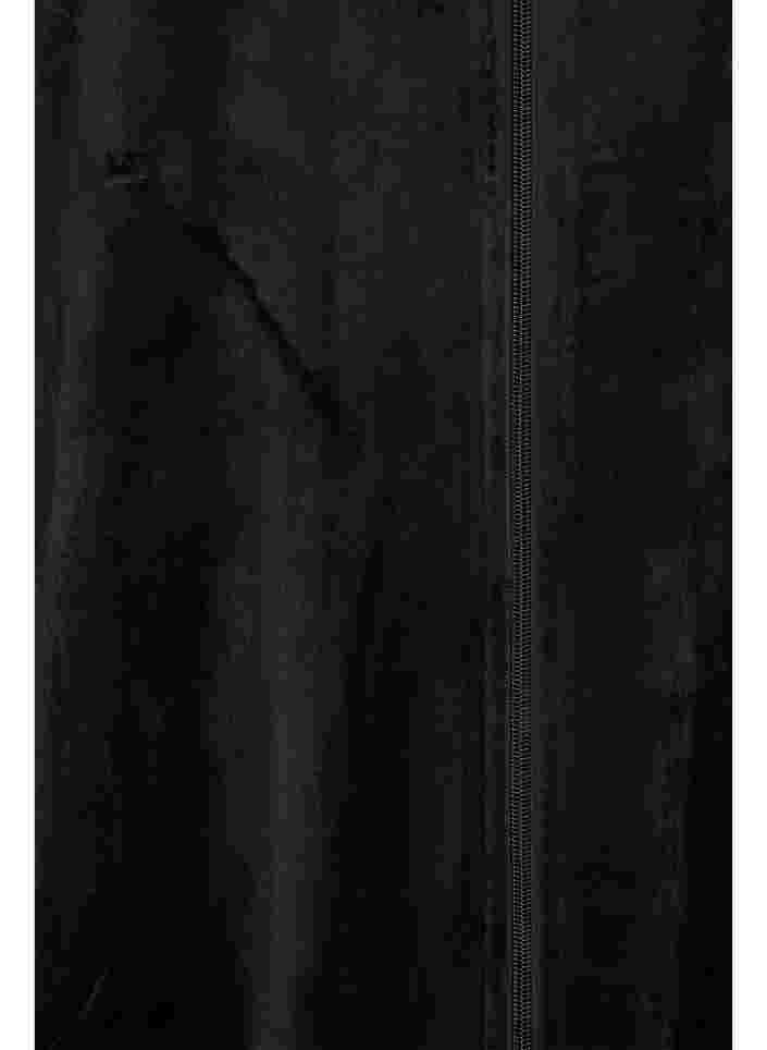 Robe en velours avec fermeture éclair et poches, Black, Packshot image number 3