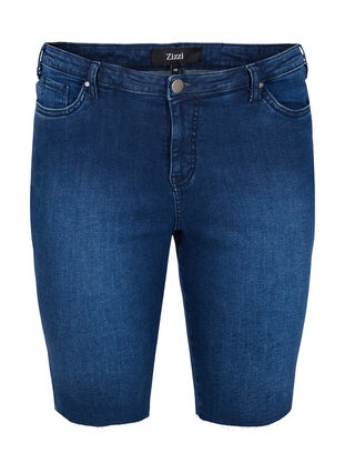 Short long en jean de coton, Dark blue denim, Packshot image number 0