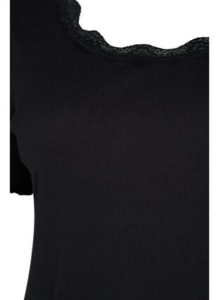 Chemise de nuit à manches courtes et dentelle, Black, Packshot image number 2