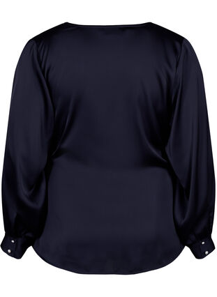 Feestelijke blouse van satijn met overslag, Night Sky, Packshot image number 1