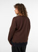 Jersey blouse met kanten rand, Bruin, Model image number 2