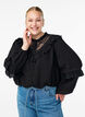 Viscose blouse met kant en ruches, Zwart, Model image number 0
