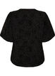 Blouse met bloemenpatroon en ballonmouwen, Zwart, Packshot image number 1
