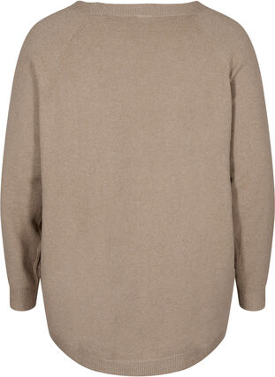 Gemêleerde gebreide blouse met knopen, Silver Min Mel., Packshot image number 1