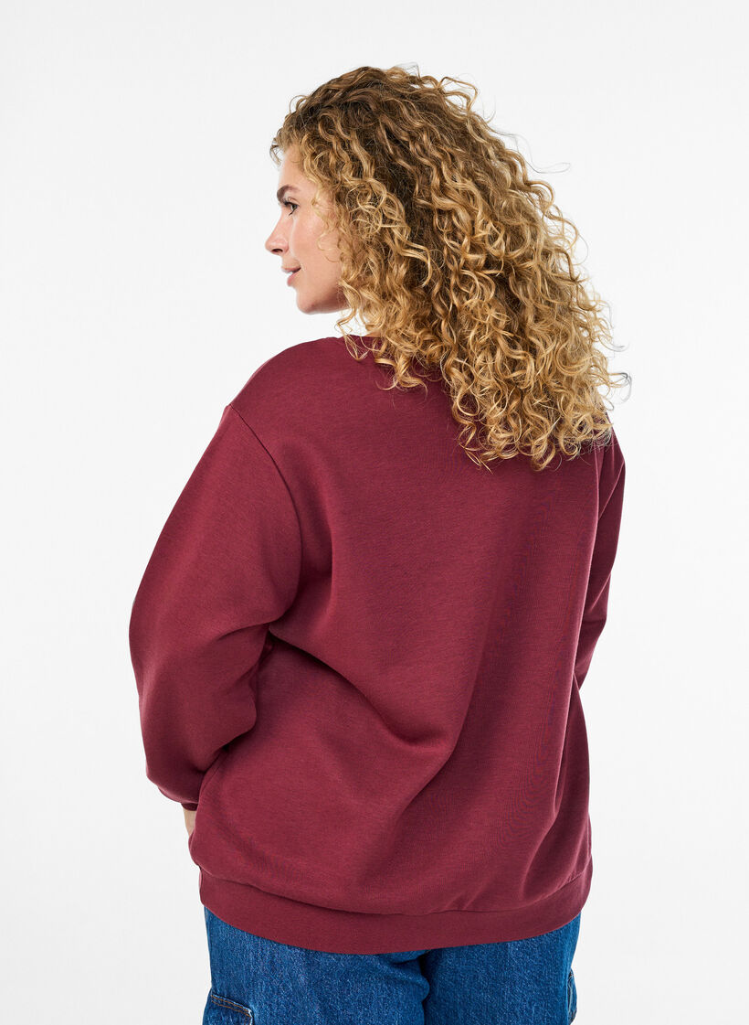 Sweatshirt met geborduurd Milaan-motief, Donker Bordeaux, Model image number 2