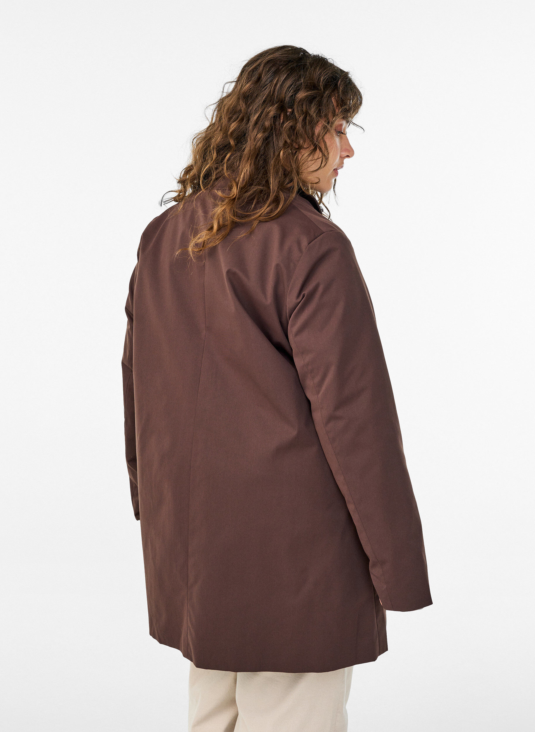 Zizzi Veste de printemps hydrofuge avec coupe en A, Marron, Model image number 2