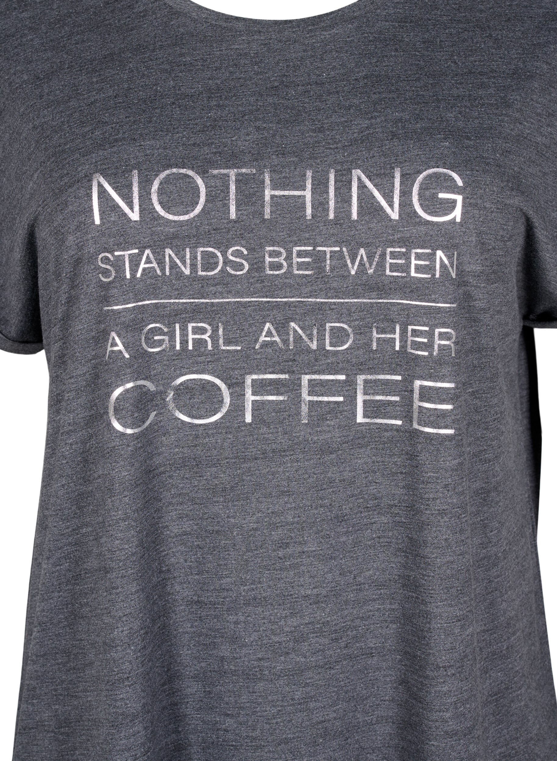 Zizzi Chemise de nuit &agrave; manches courtes avec imprim&eacute; texte, , Packshot image number 2