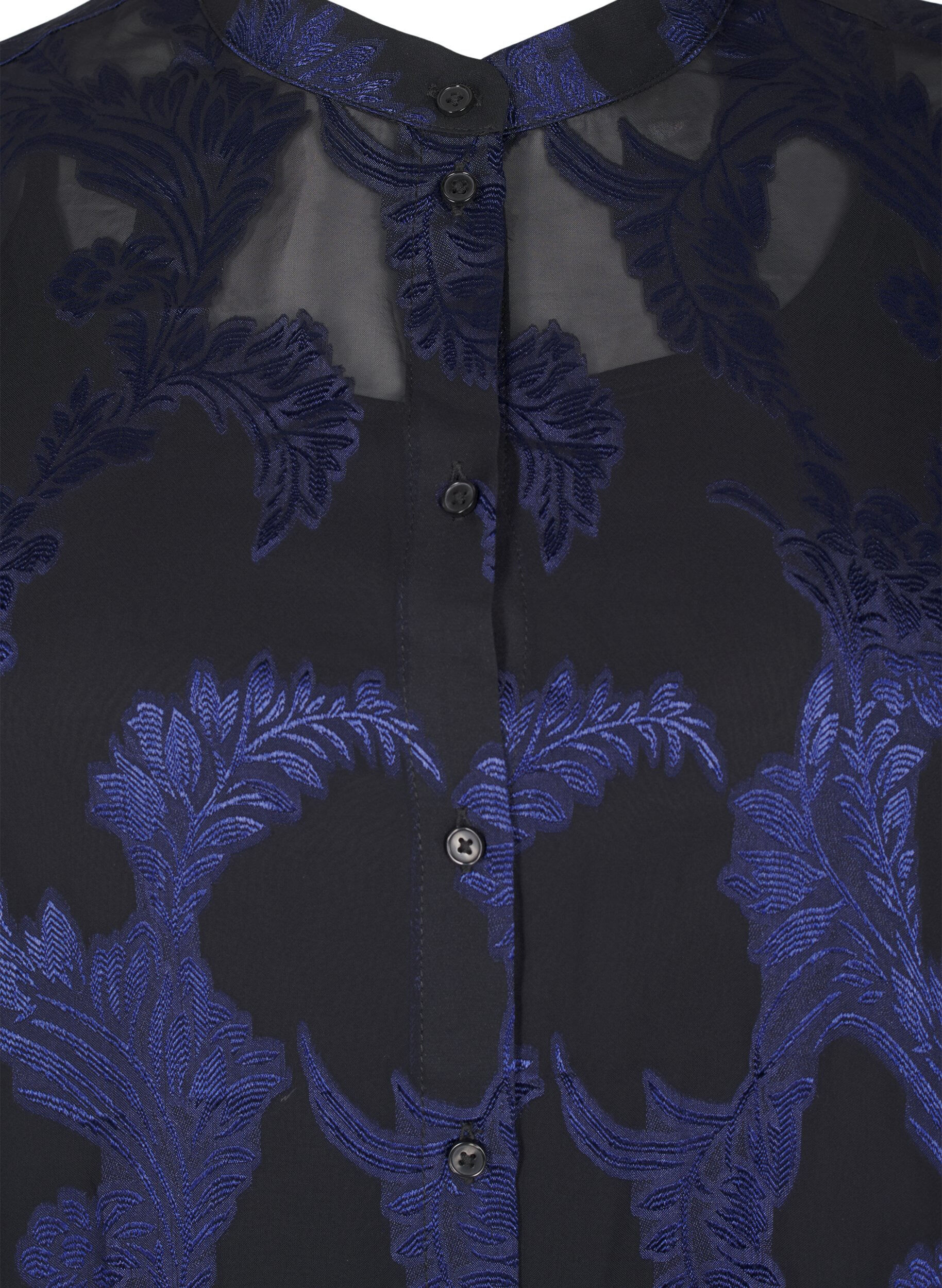 ZizziChiffon blouse met jacquardpatroon, Evening Blue, Packshot image number 2