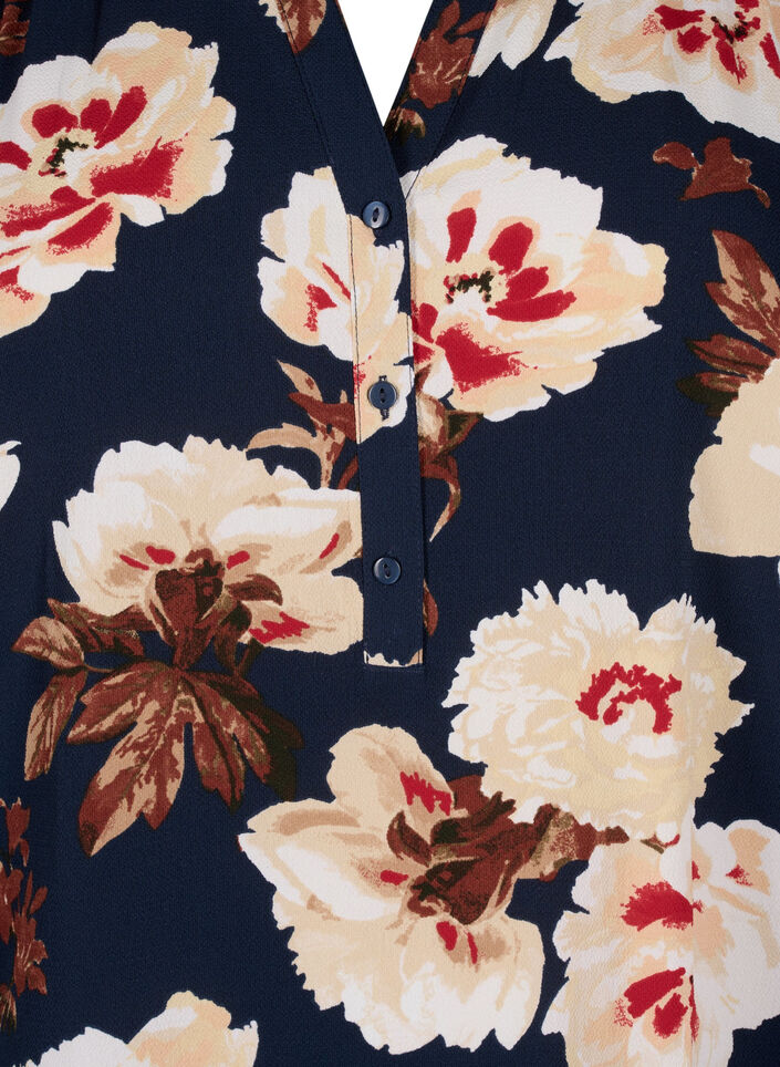 Blouse &agrave; manches courtes et encolure en V , Bleu, Packshot image number 2