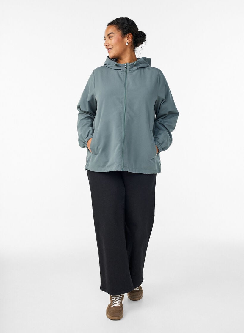 Veste l&eacute;g&egrave;re avec capuche et fermeture &eacute;clair, Vert fonc&eacute;, Model image number 1