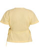 Blouse in een katoenmix met V-hals en striklint, Geel, Packshot image number 1
