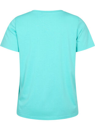 T-shirt met korte mouwen en v-hals, Turquoise, Packshot image number 1