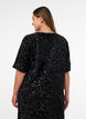 Blouse en sequins avec manches au coude, Noir, Model image number 2