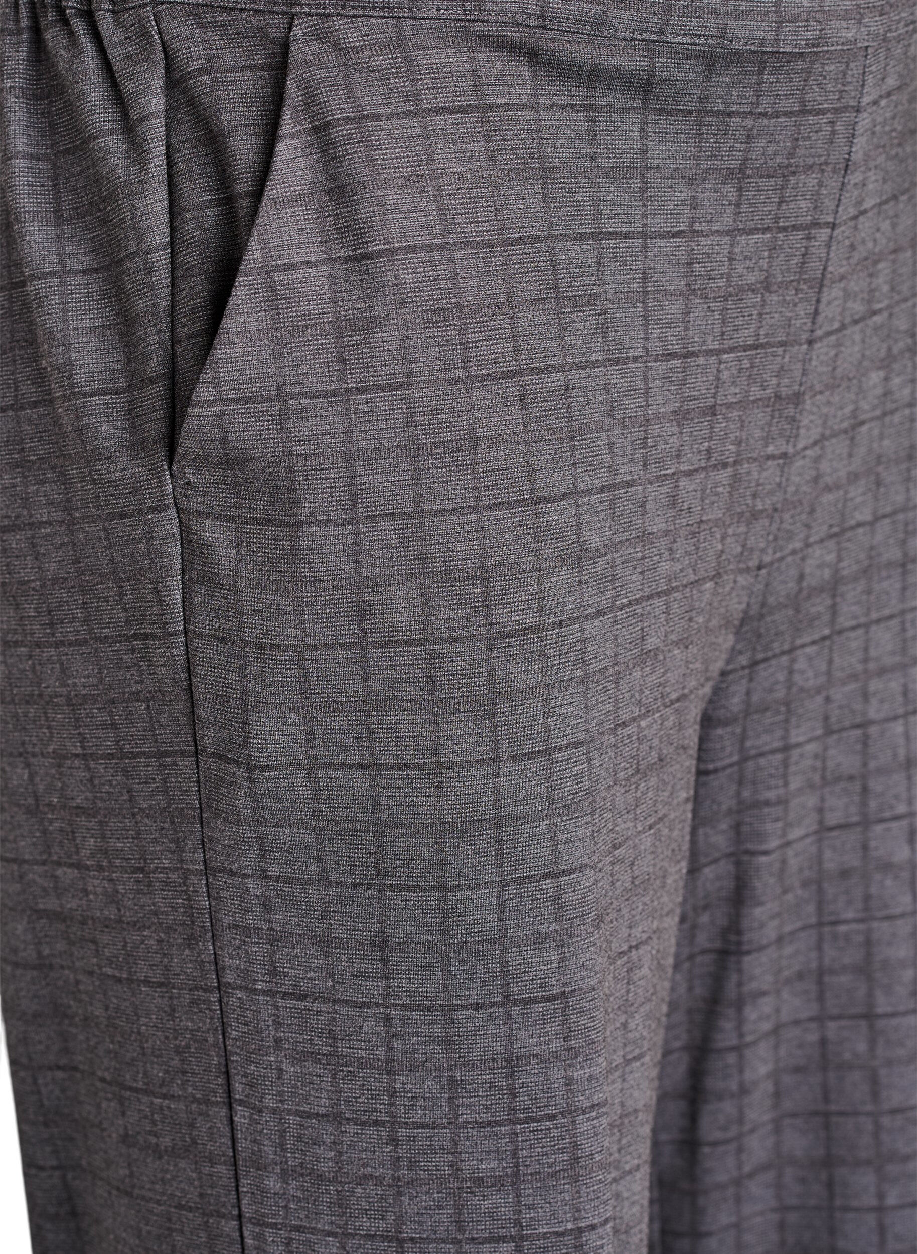 ZizziGecropt geruite broek met wijde pijpen, Grijs, Packshot image number 2