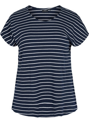 T-shirt en coton à rayures, Blue Stripe, Packshot image number 0