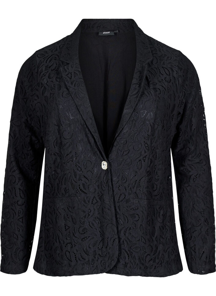 Blazer en dentelle avec poches, Black, Packshot image number 0