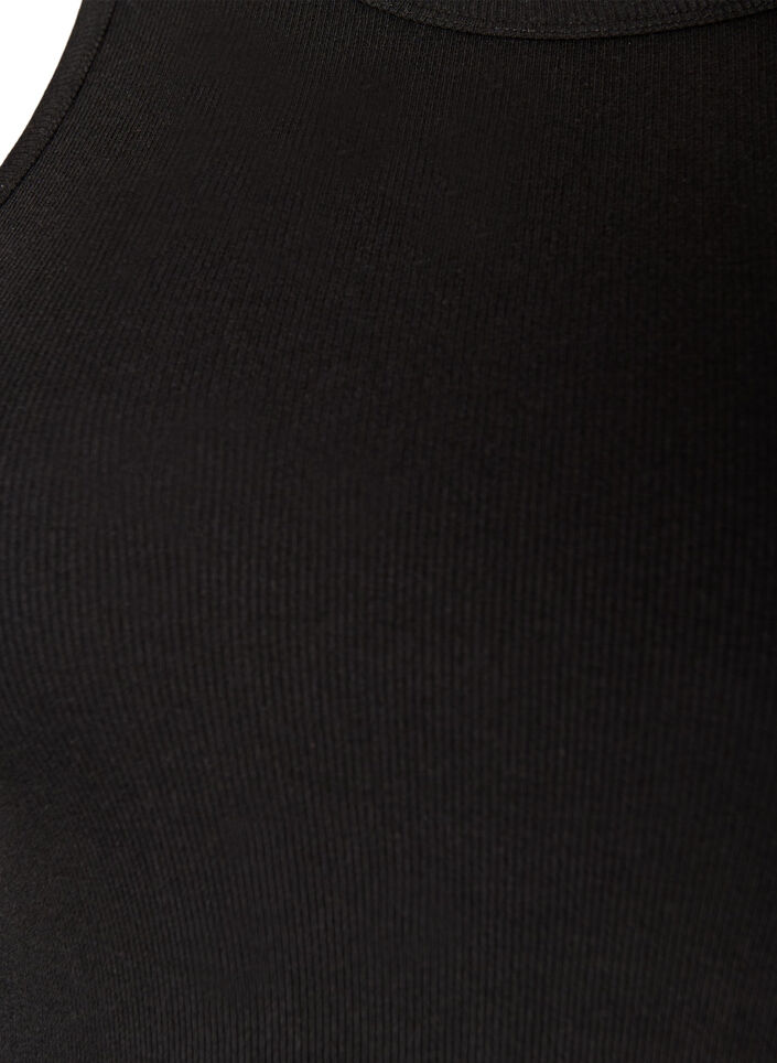 Katoenen ribtop met hoge hals, Zwart, Packshot image number 2