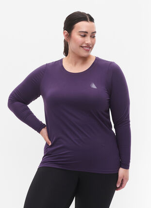 Sport shirt met lange mouw, Purple Plumeria, Model image number 0