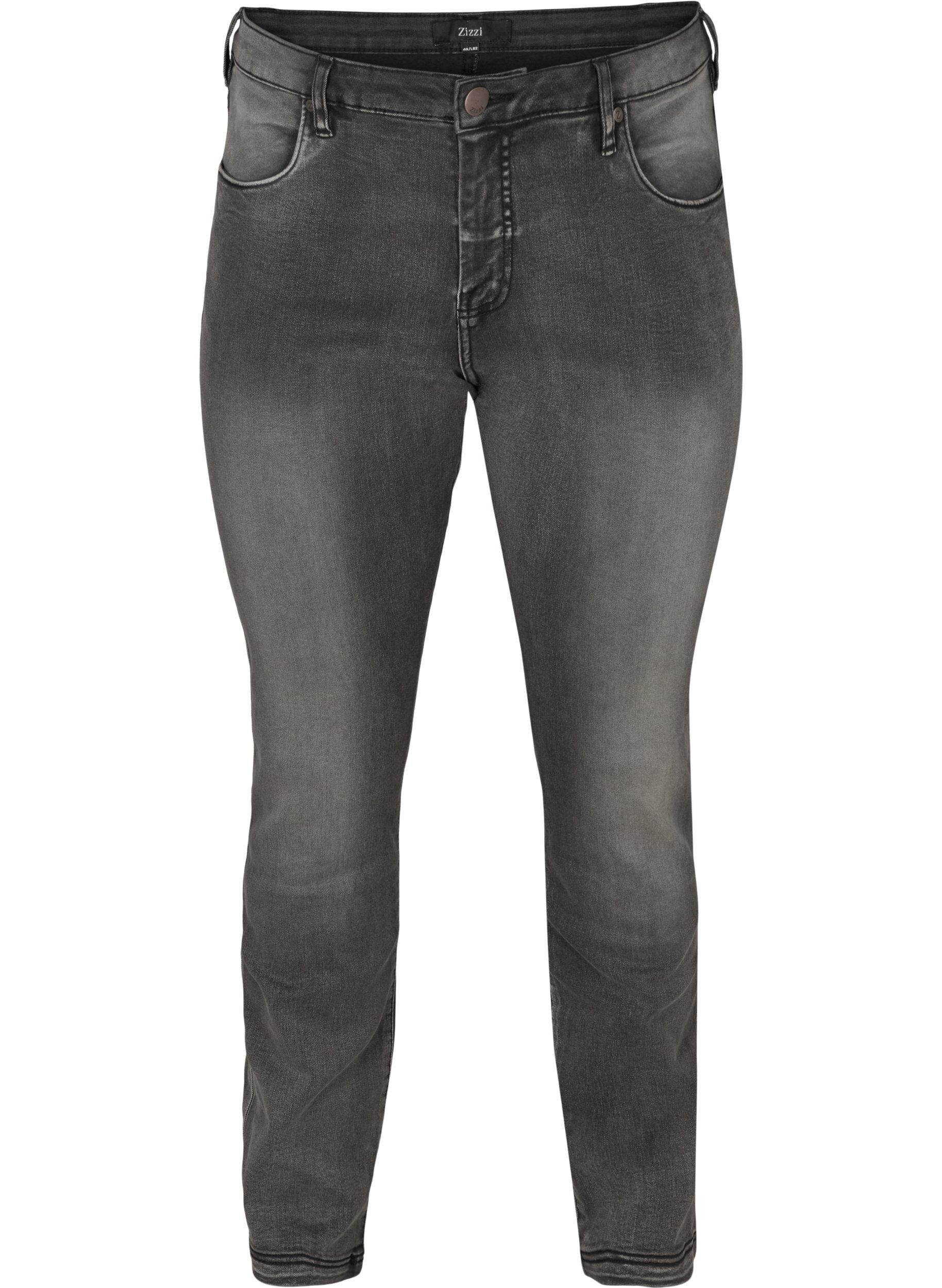 Zizzi Jeans Emily Slim fit &agrave; taille r&eacute;guli&egrave;re, Gris anthracite, Packshot image number 0