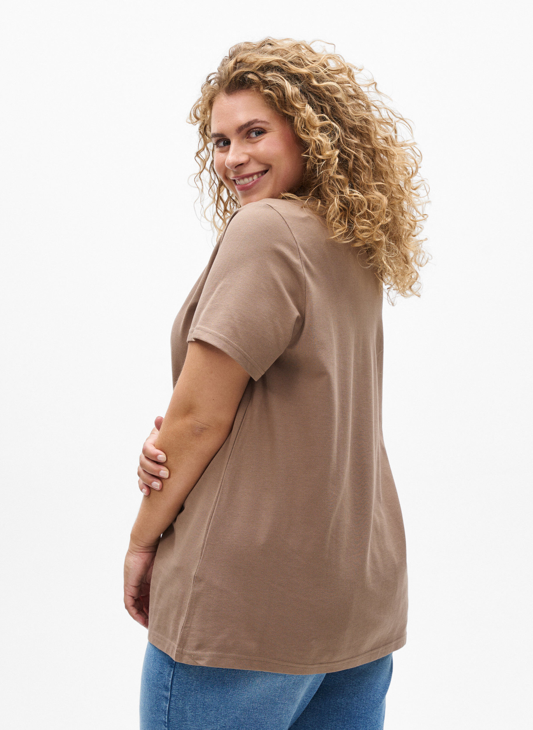 ZizziFLASH - Polo met korte mouwen, Bruin, Model image number 2