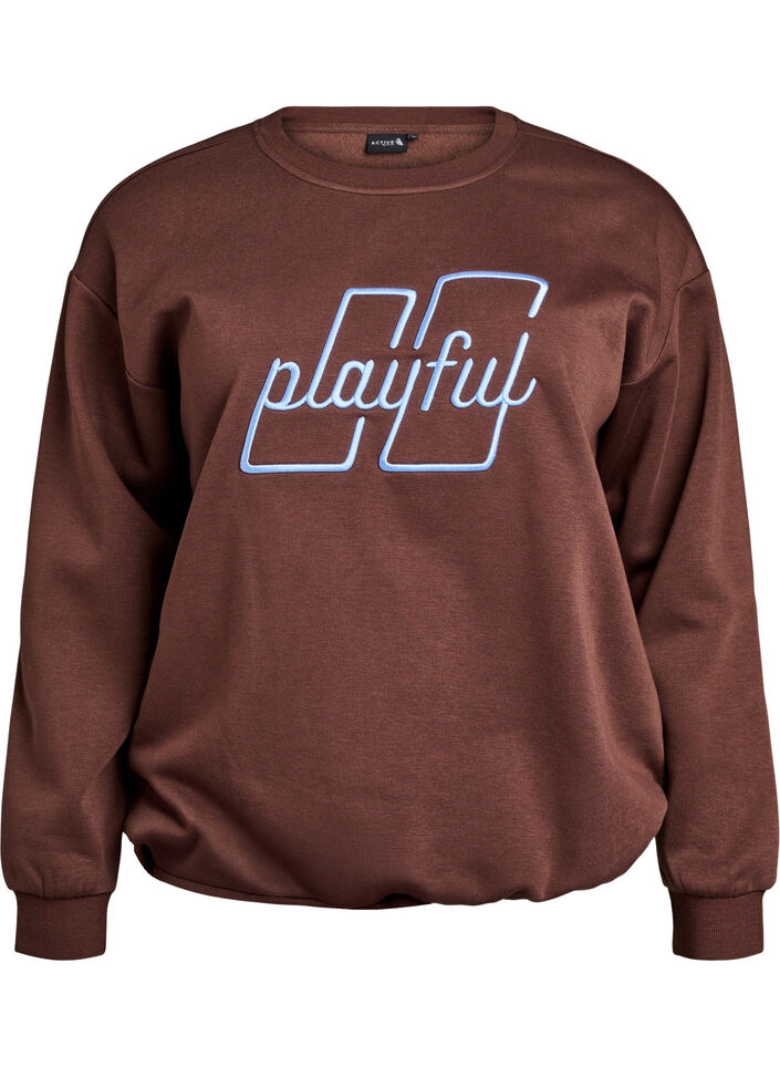 Sweatshirt avec motif à l'avant, Marron, Packshot image number 0