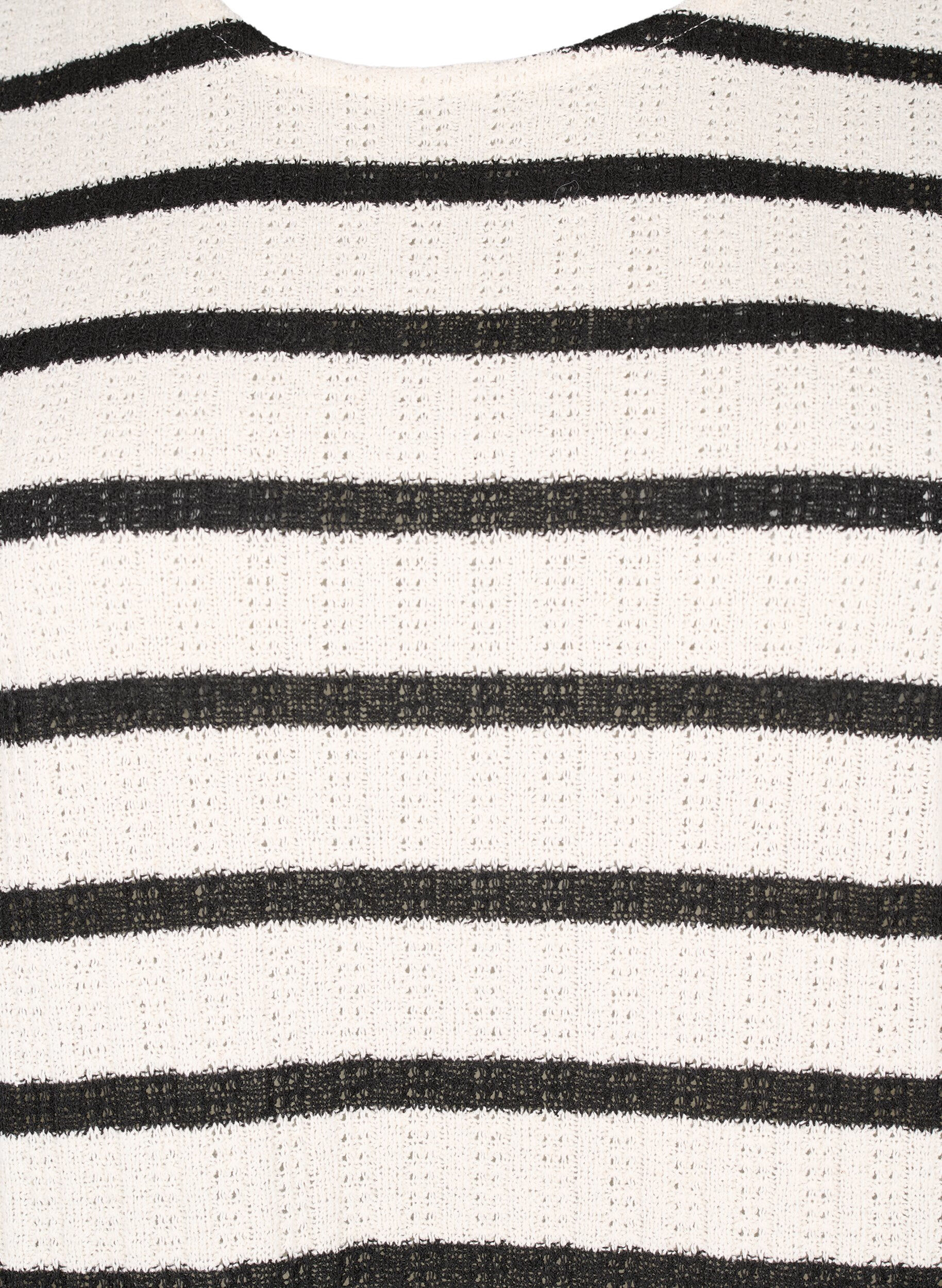 ZizziBlouse met korte mouwen en contrastkleurige strepen, Sand Black Stripe, Packshot image number 2