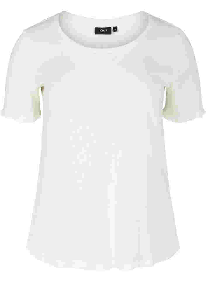 T-shirt met korte mouwen in rib, Egret, Packshot image number 0