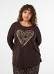 Katoenen pyjama top met hartjesprint, Bruin, Model image number 0