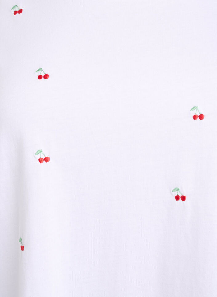 T-shirt en coton biologique avec motifs brod&eacute;s, Blanc, Packshot image number 2