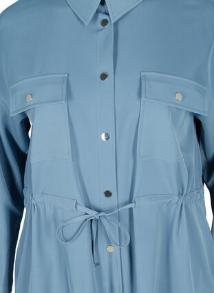 Veste chemise à manches longues avec cordon de serrage et poches, Blue Shadow, Packshot image number 2