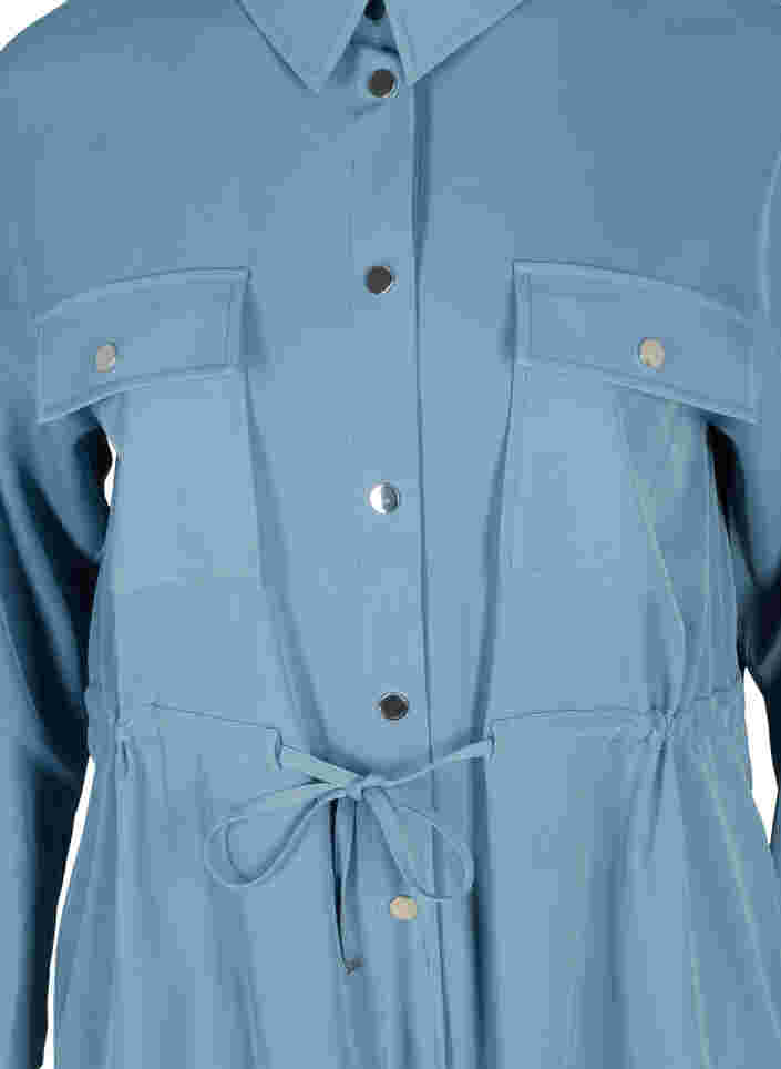 Blouse jas met lange mouwen, koordsluiting en zakken, Blue Shadow, Packshot image number 2