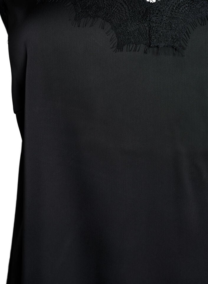 Satijnen hemdje met kanten randje, Zwart, Packshot image number 2