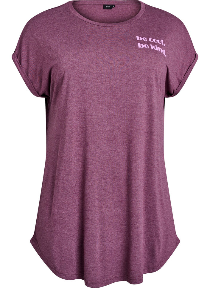 Chemise de nuit &agrave; manches courtes avec imprim&eacute; de texte, Bordeaux fonc&eacute;, Packshot image number 0