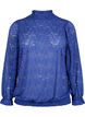 Kanten blouse met lange mouwen en smok, Deep Ultramarine, Packshot image number 0